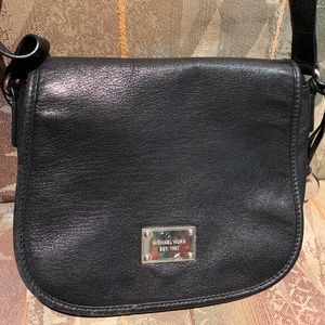 Michael Kors black leather saddle crossbody bag